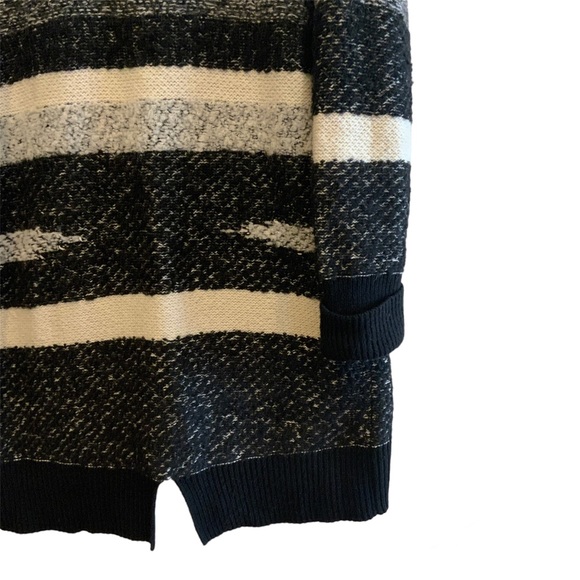 Banana Republic Landscape Long Black Grey Cream Open Front Cardigan Size Medium - Picture 14 of 15